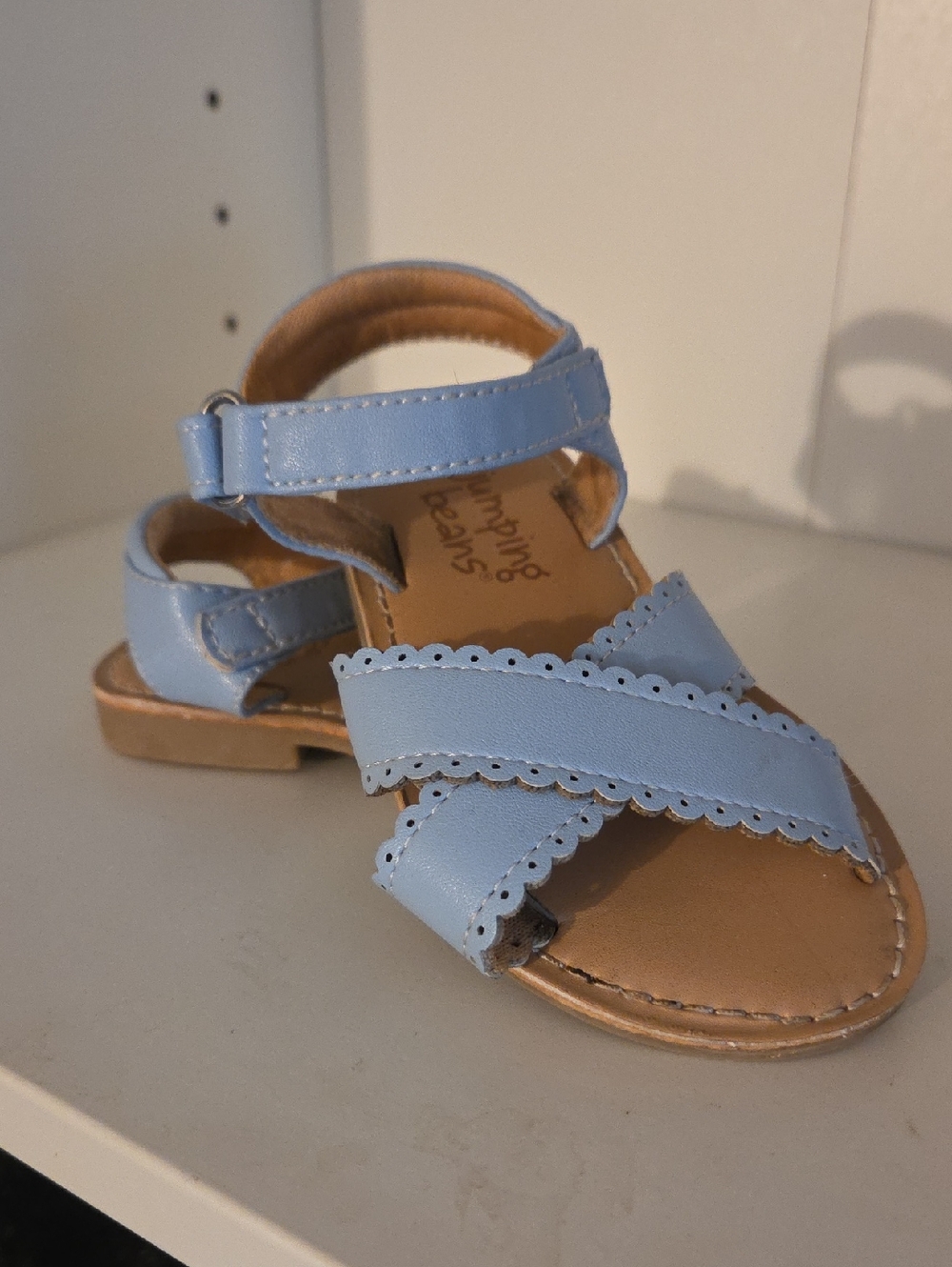 🌸jumping beans Light Blue Scalloped Strap Girls Sandals
